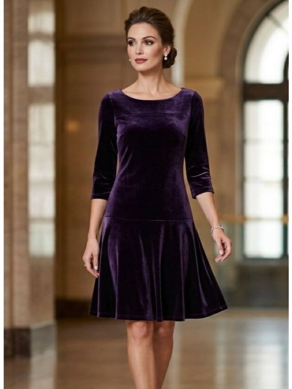 Women's - Vini Kawen Purple Velvet Dress, Size Large